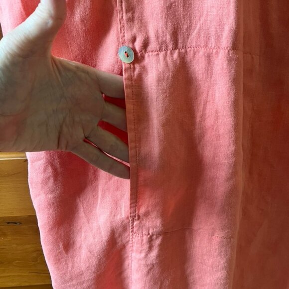 Salmon Linen Eileen Fisher Shift, L - Picture 3 of 8